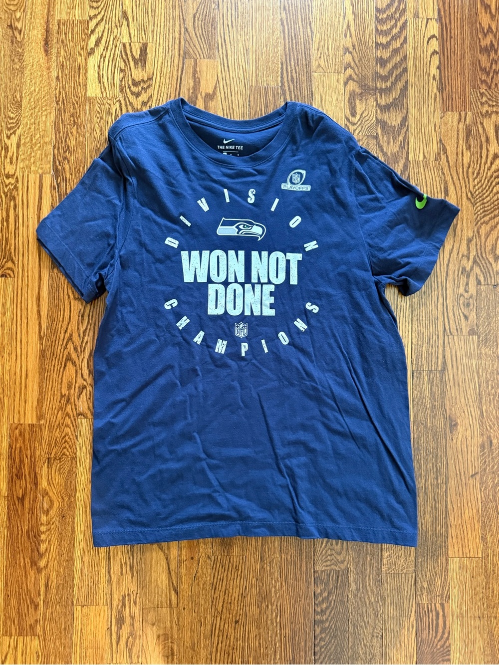 Nike Men’s Navy Blue Seattle Seahawks 'Won Not Done' Short Sleeve Tee